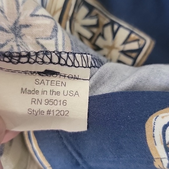 Vintage STRAIGHT DOWN Hawaiian Floral Button Up Shirt Mens XL Blue Sateen USA - Picture 5 of 6